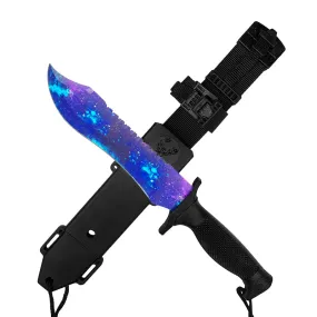 12" Tactical Knife With Blue Galaxy Blade