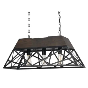 13.5" Inch Tall Wood Chandelier in Dark Bronze Wood Finish