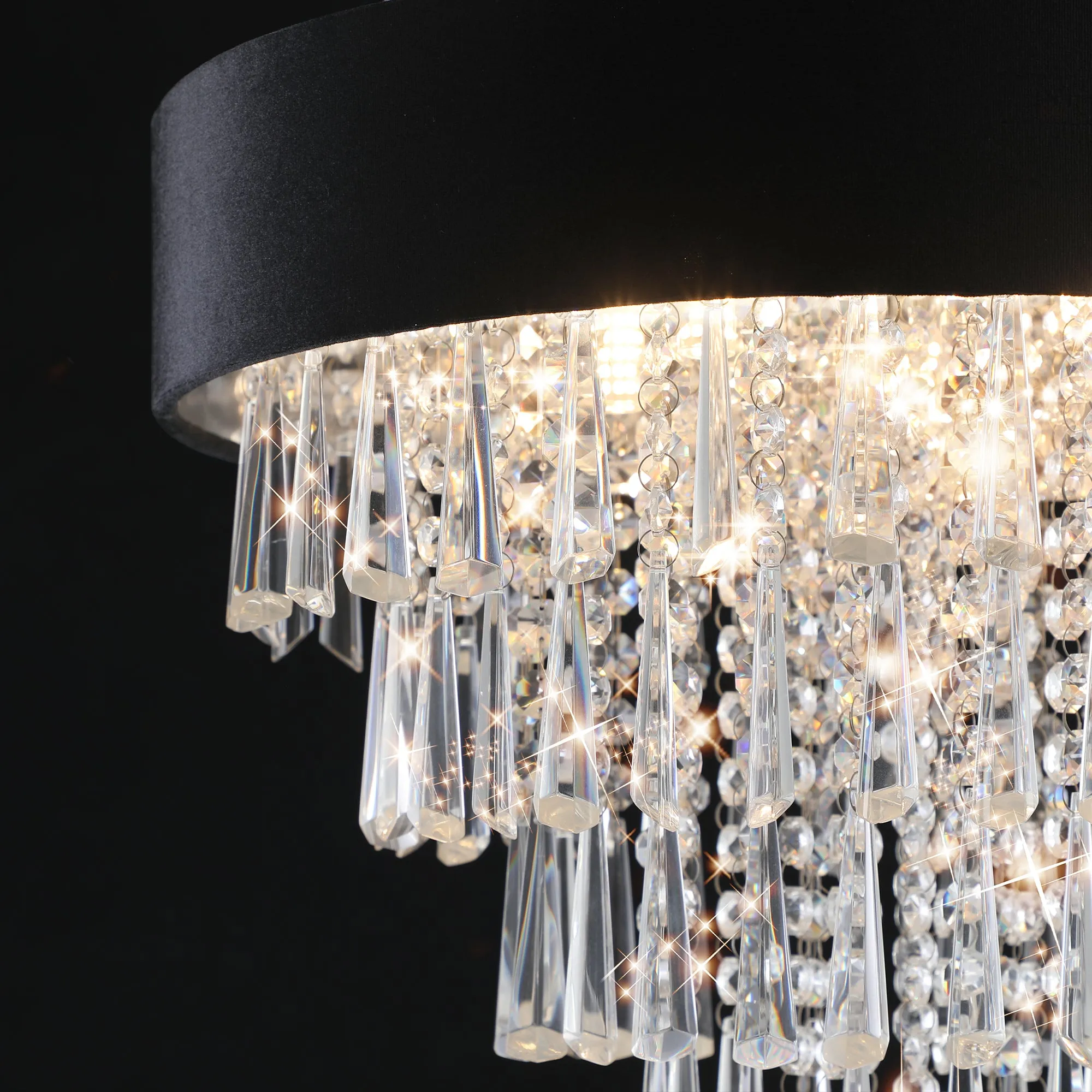 17.9" Living Room Luxury Crystal Chandelier Modern Round Crystal Lighting Luxury Home Decorative Lighting