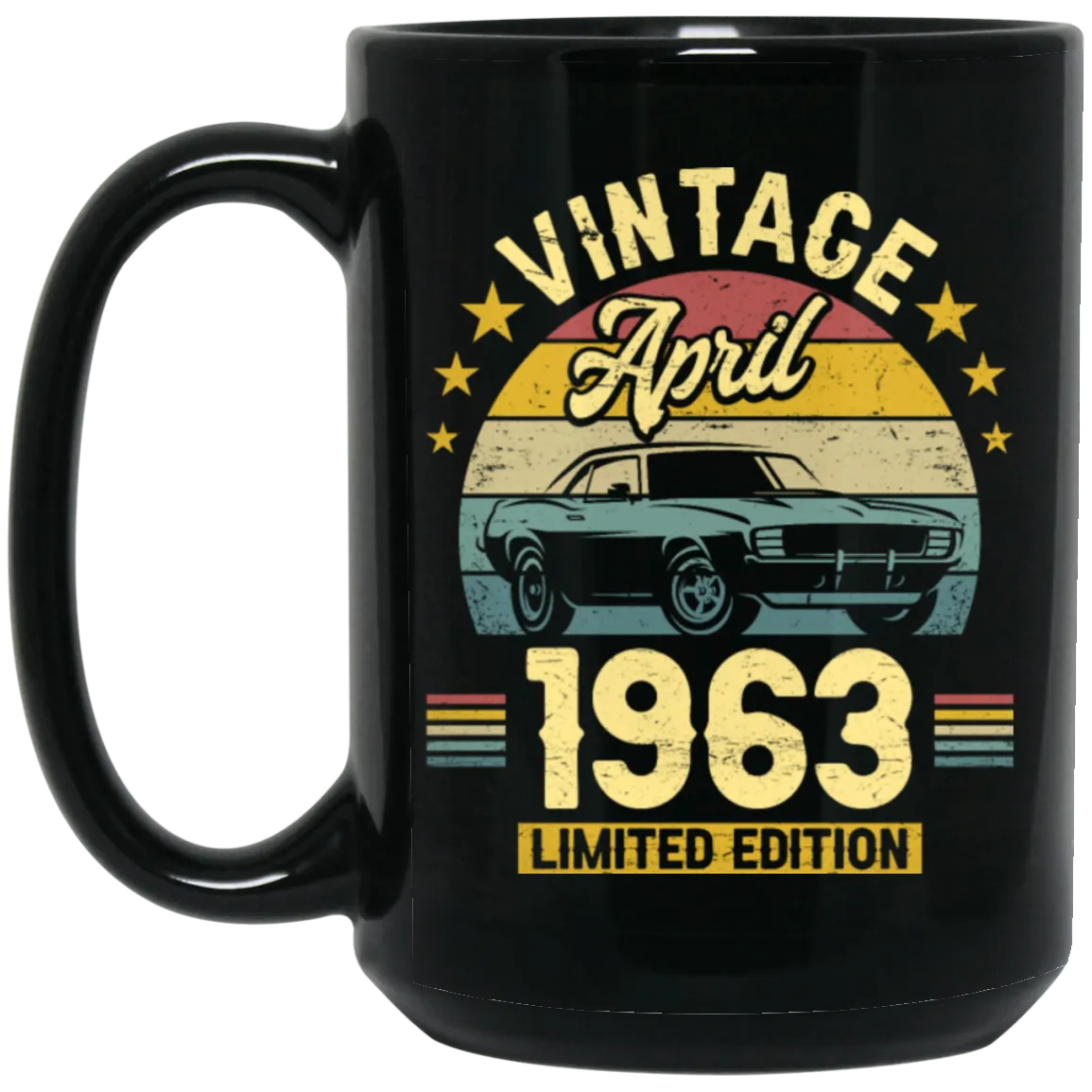 1963 Best Gift, 1963 Limited Edition, April 1963 Birthday Gift, Retro 1963 Black Mug