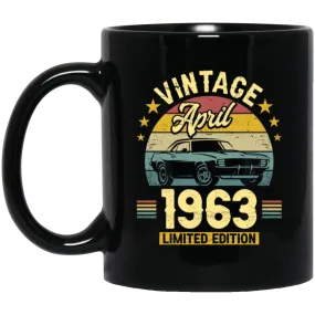 1963 Best Gift, 1963 Limited Edition, April 1963 Birthday Gift, Retro 1963 Black Mug