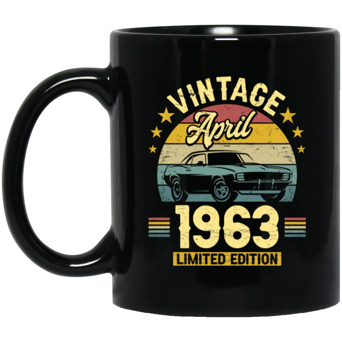 1963 Best Gift, 1963 Limited Edition, April 1963 Birthday Gift, Retro 1963 Black Mug