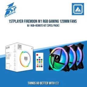 1STPLAYER FIREMOON M1 RGB GAMING 120MM FANS W/ HUB REMOTE KIT (3PCS/PACK)