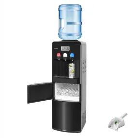 2 in 1 Water Cooler Dispenser for 3-5 Gallon Bottle with Scoop, Ice Maker, Child Safety Lock, Black