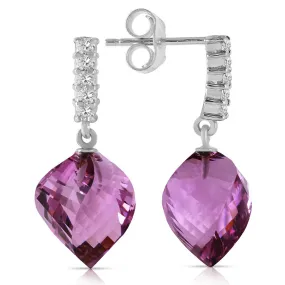 21.65 Carat 14K Solid White Gold Radiance In Your Eyes Amethyst Diamond Earrings