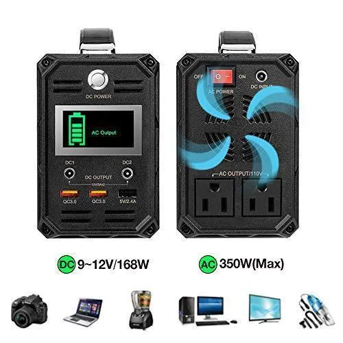 300W Solar Generator, FlashFish 60000mAh Portable Power Station Camping Potable Generator, CPAP Battery Recharged by Solar Panel/Wall Outlet/Car, 110V AC Out/DC 12V /QC USB Ports for CPAP Camp Travel