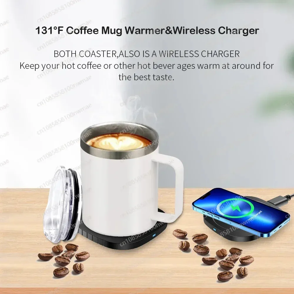 304 Stainless Steel 10W Wireless Heating Coffee Cup 300ml