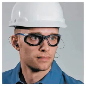 3M™ CCS Protective Eyewear, Clear Polycarbonate Lens, Anti-Fog, Clear Plastic Frame, Light Blue Temple,  2.0 Diopter, VC220AF