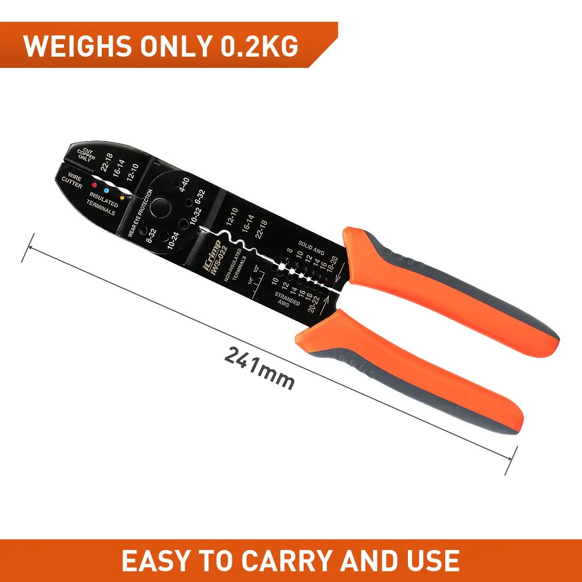 5-in-1 Multi-function Tool, Wire Stripper, Wire Cutter, Crimper for AWG22-10 Insulated and Non-insulated Terminals