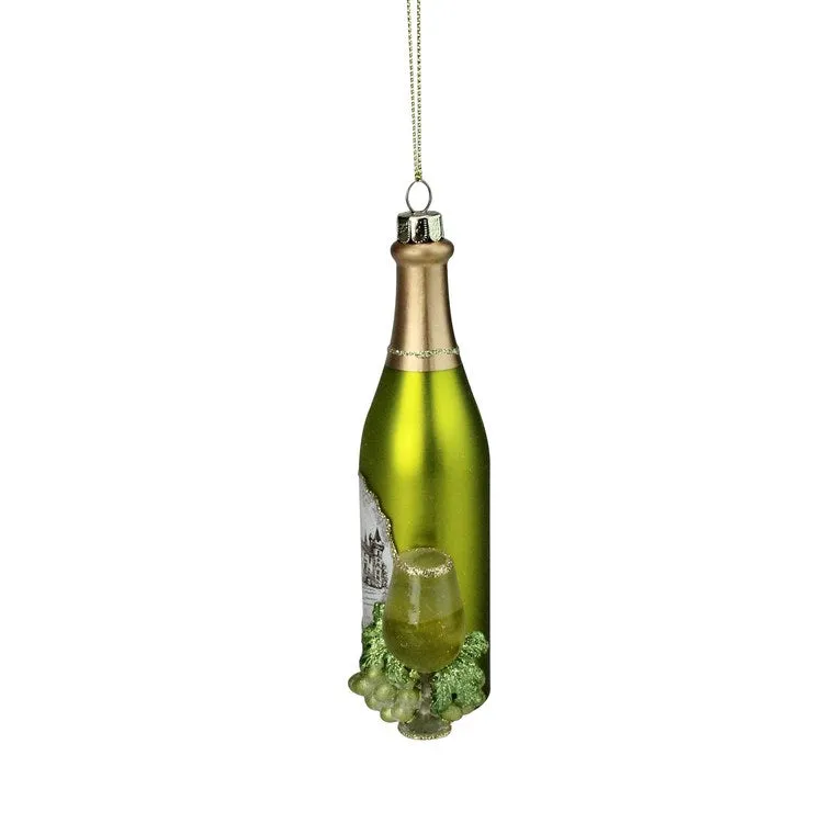 5.75" Green and Gold Wine Bottle Christmas Ornament