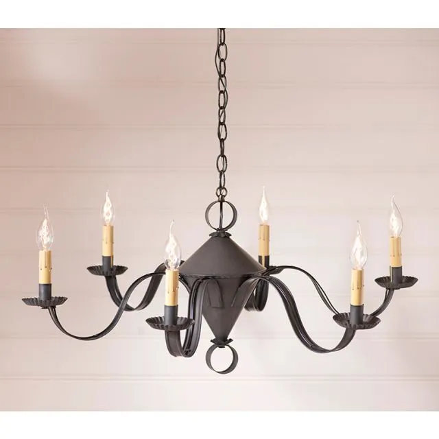 6-Arm Public House Chandelier in Kettle Black