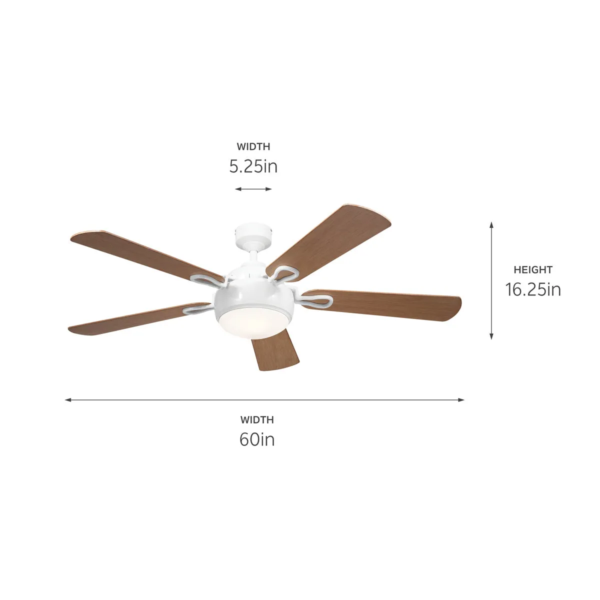 60"Ceiling Fan from the Humble Collection in White Finish by Kichler