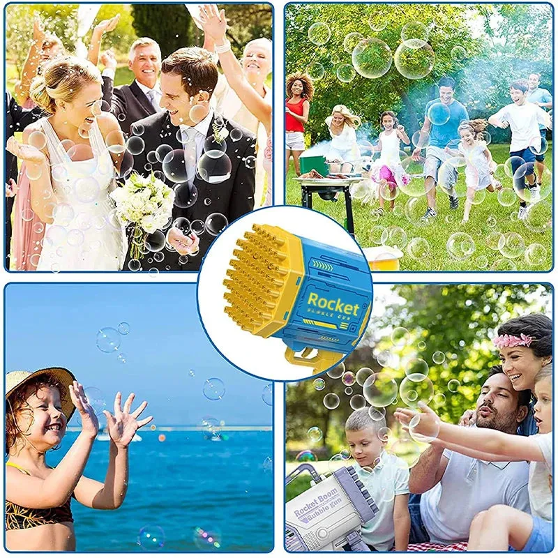 69 Holes Rocket Bubble Gun Machine Angel LED Kids Automatic Soap Bubbles Blower Maker Toys for Wedding Party Outdoor Games