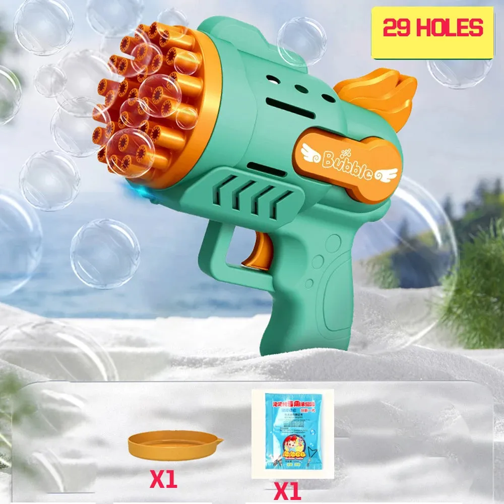 69 Holes Rocket Bubble Gun Machine Angel LED Kids Automatic Soap Bubbles Blower Maker Toys for Wedding Party Outdoor Games