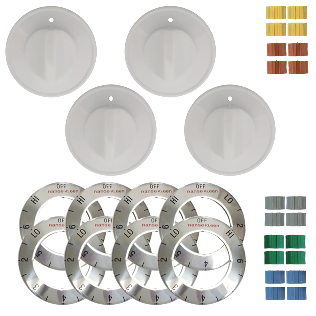 8134 Universal 4 Pack White Replacement Knob Kit Electric Stove