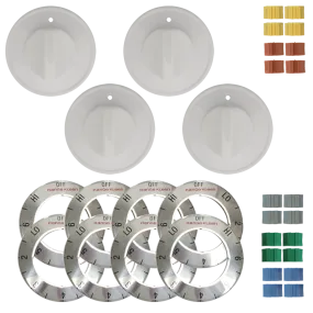 8134 Universal 4 Pack White Replacement Knob Kit Electric Stove