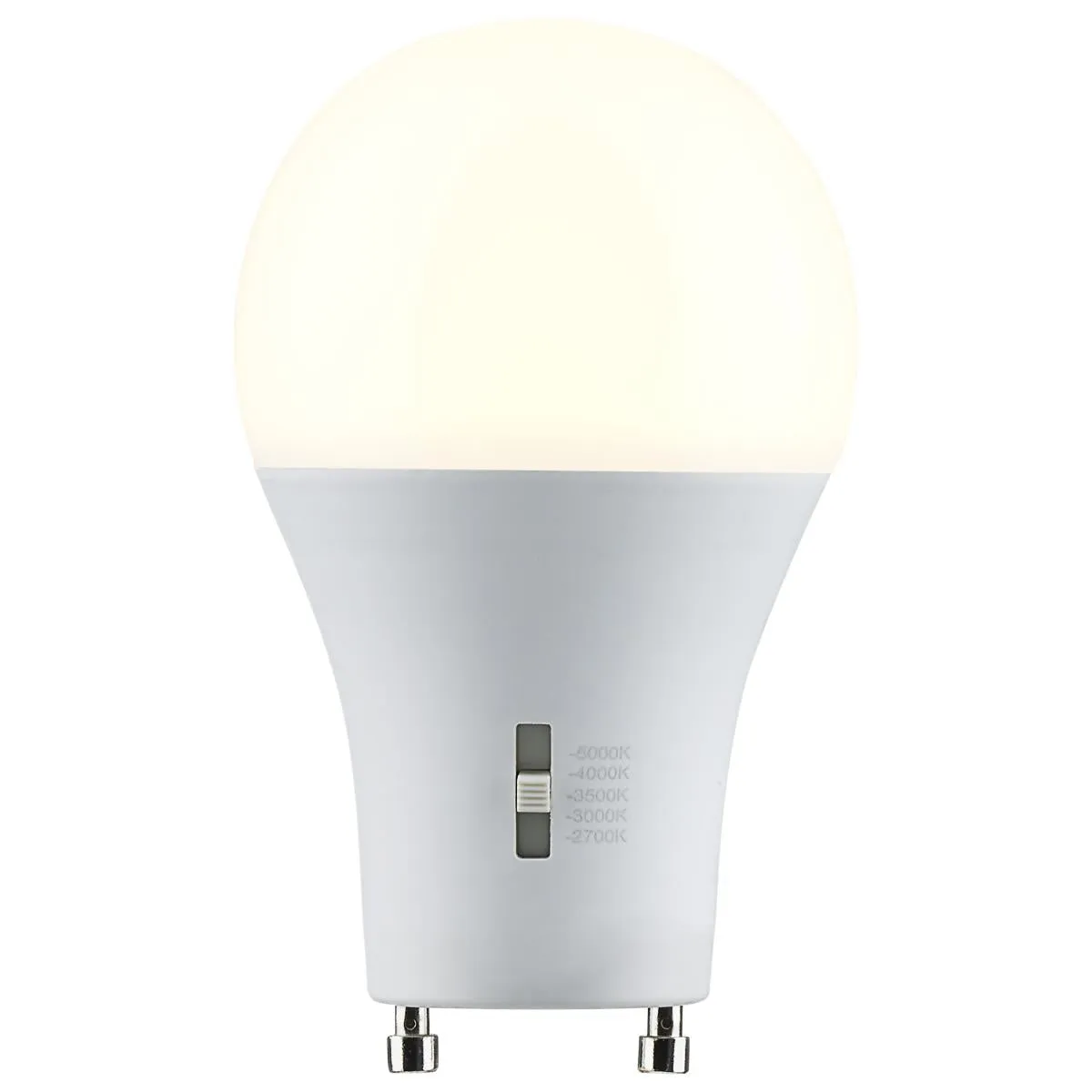 A19 LED Bulb, 75W Equivalent, 12 Watt, 1100 Lumens, Selectable CCT 2700K to 5000K, GU24 Base, Frosted Finish