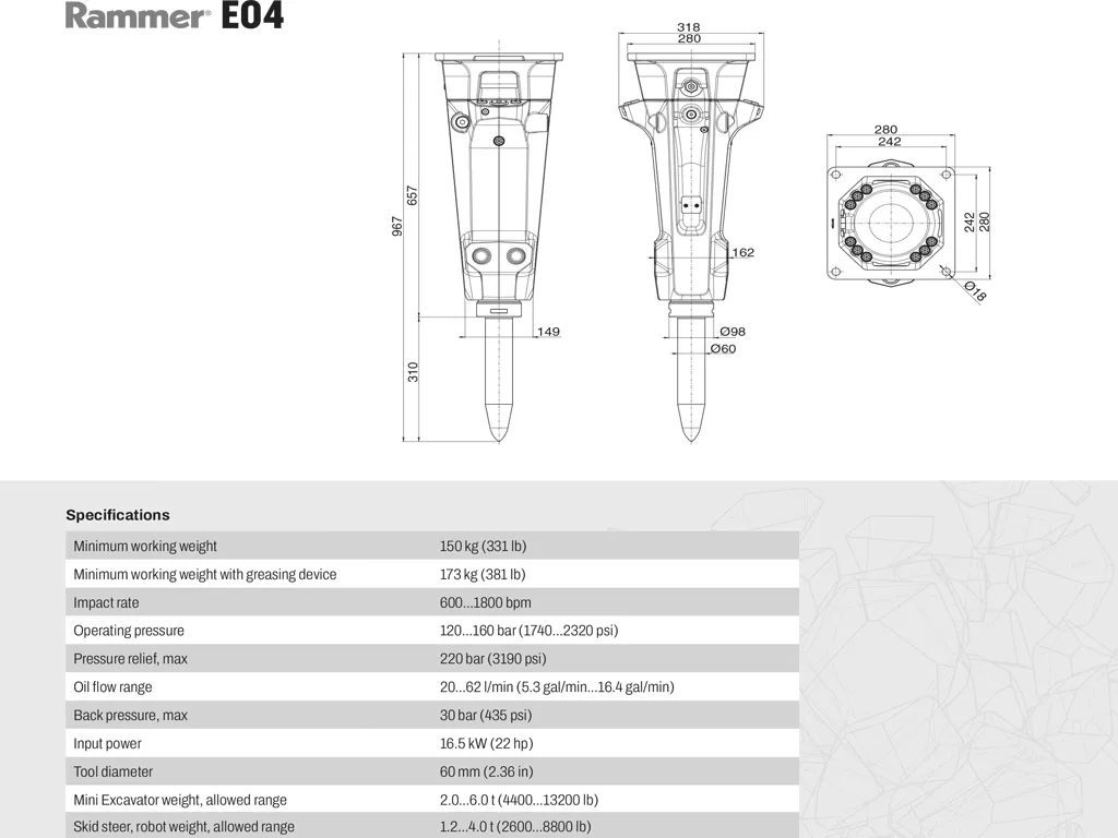 ALLIED Excellence Line Compact range hammer for mini loader