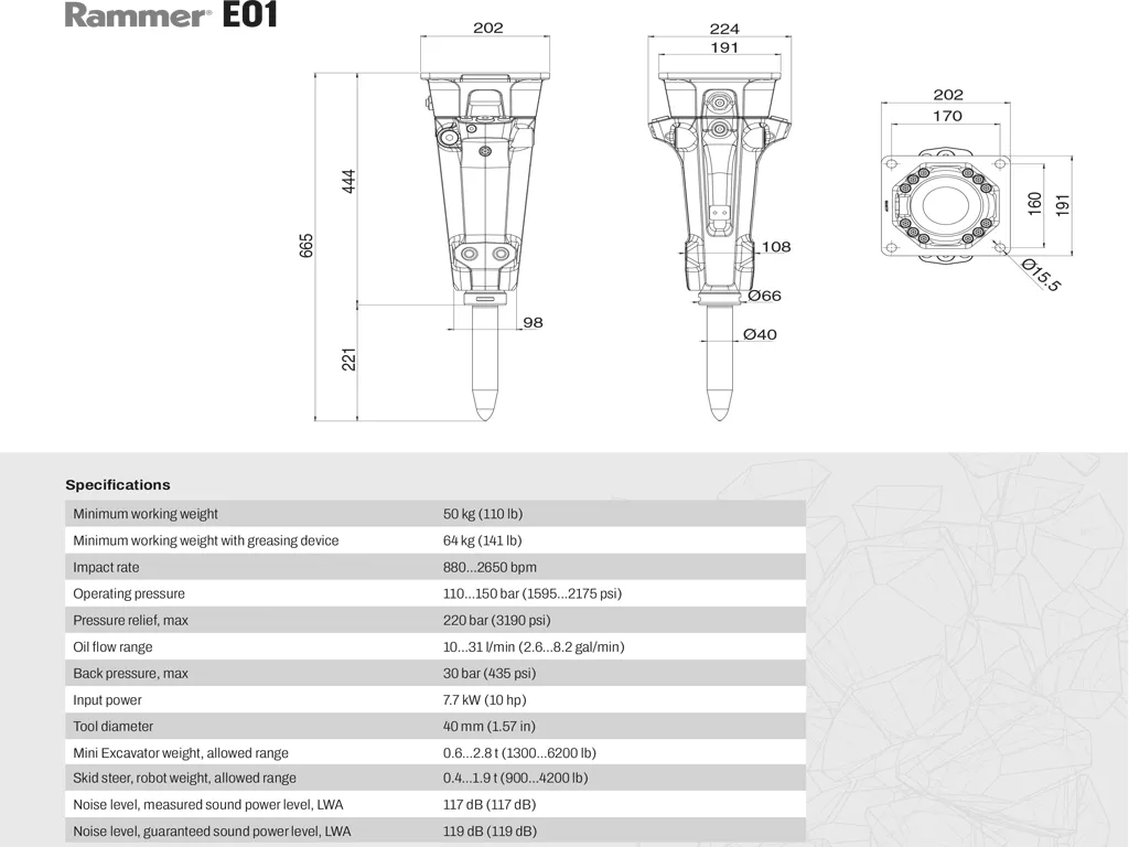 ALLIED Excellence Line Compact range hammer for mini loader