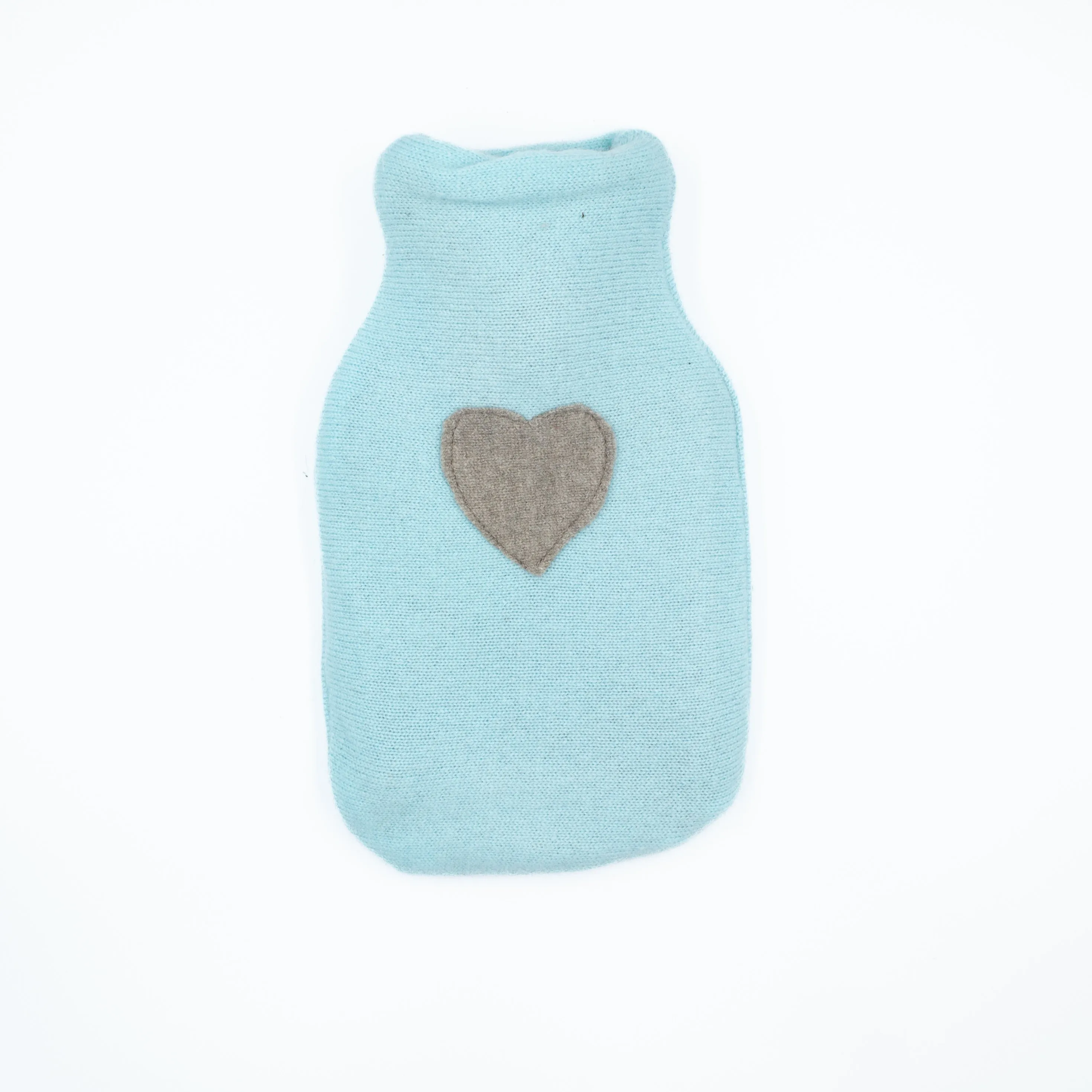 Aqua Blue and Mouse Brown Cashmere Small Hot Water Bottle