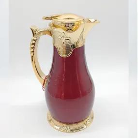 Arabic Style Thermos Red with Gold Flask Jug