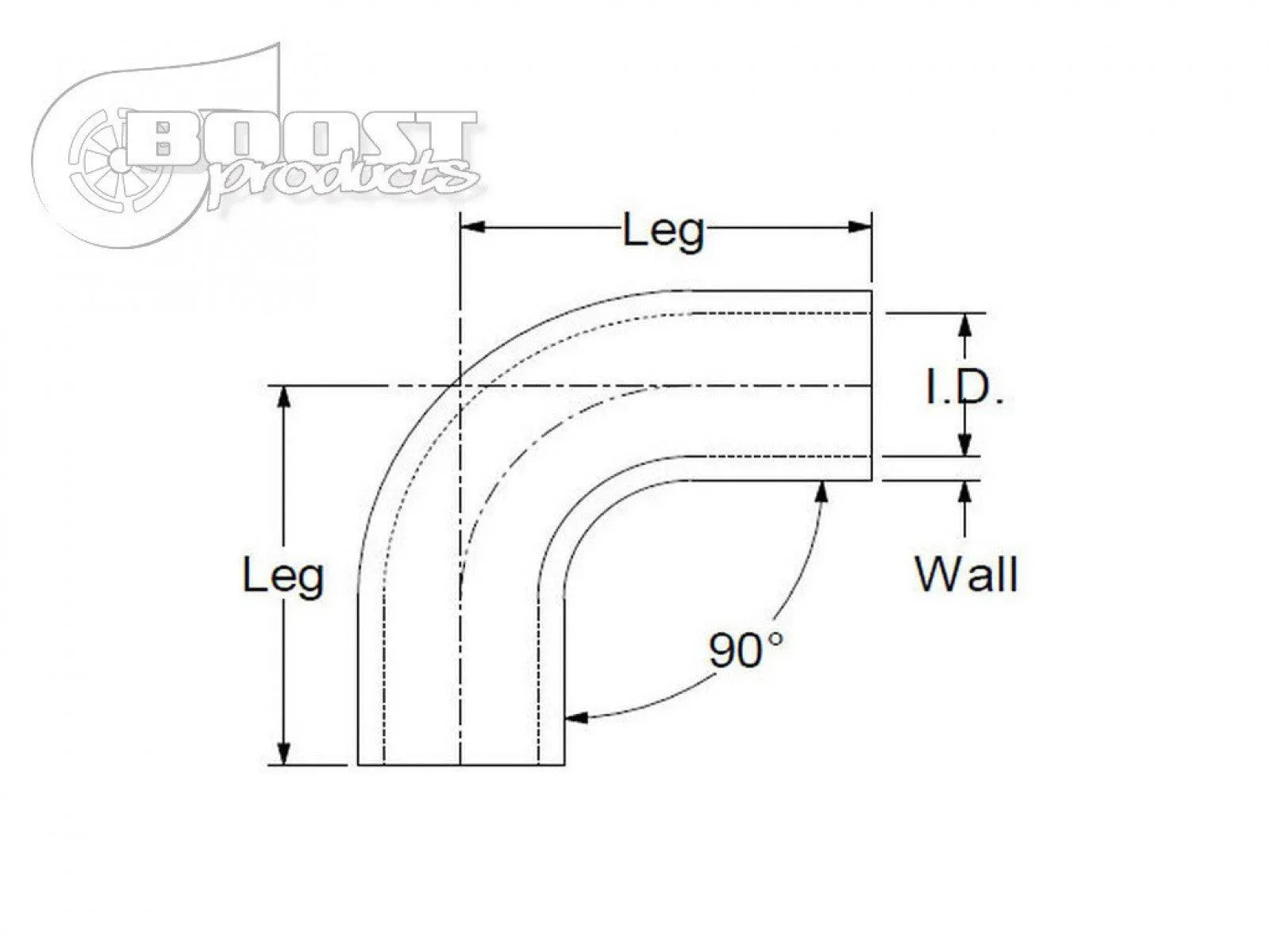 BOOST Products Silicone Elbow 90 Degrees, 57mm (2-1/4") ID, Black