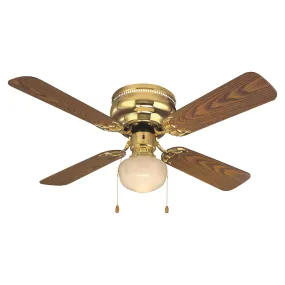 Boston Harbor CF-78125 Ceiling Fan, 4-Blade, Polished Brass Housing, 42 in Sweep, MDF Blade, 3-Speed