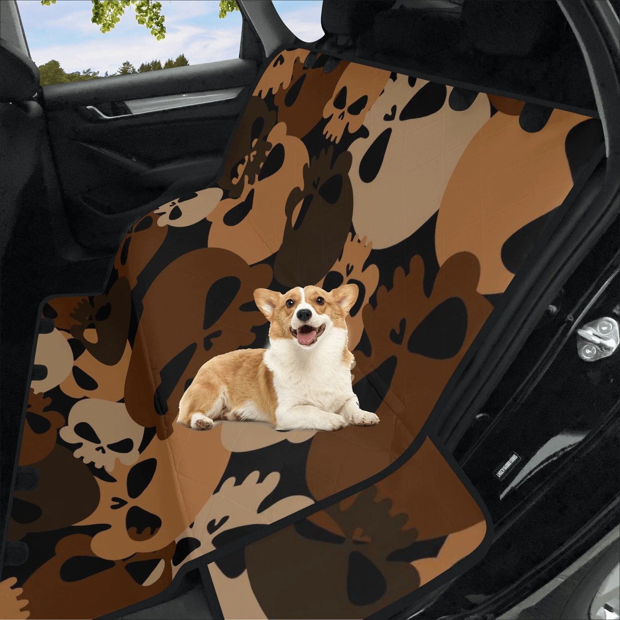 Brown Camo Skulls Car Pet Seat Covers