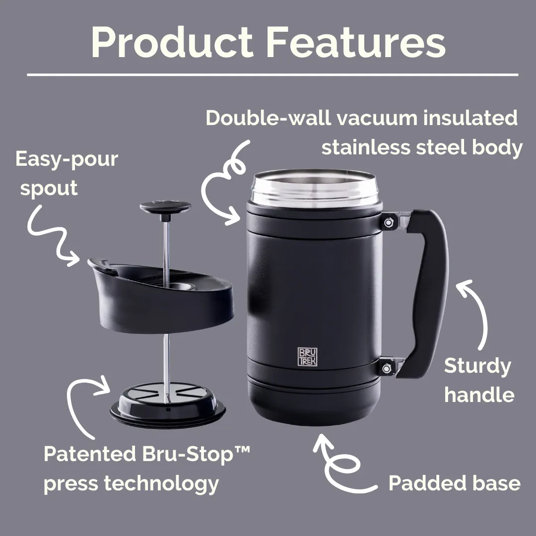 BruTrek BaseCamp 32oz French Press - Obsidian