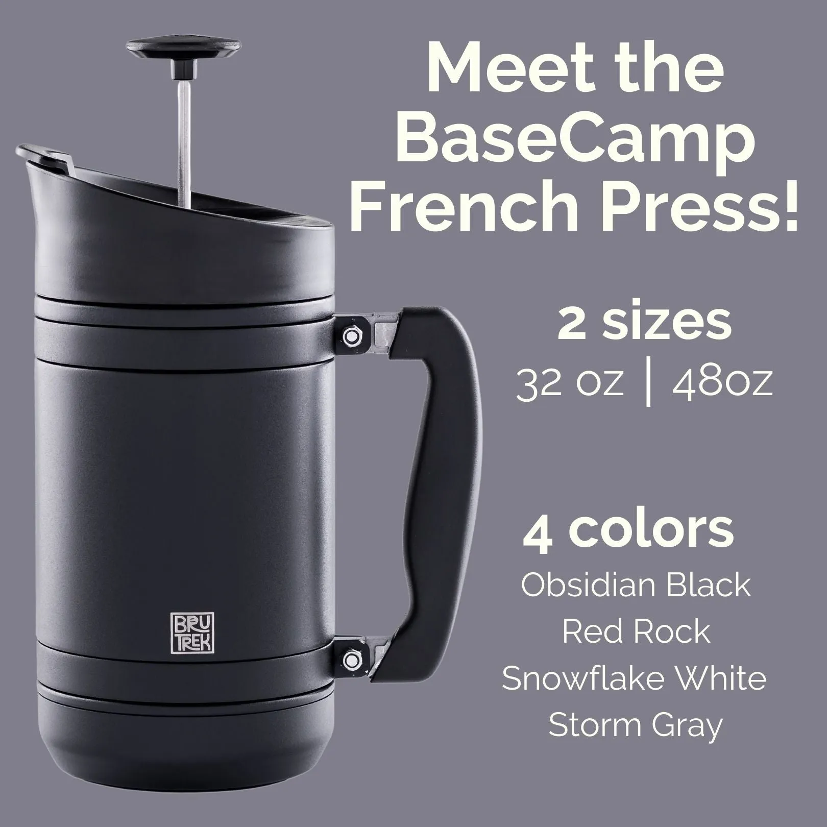 BruTrek BaseCamp 32oz French Press - Obsidian