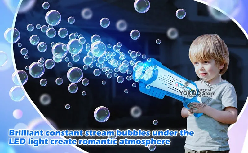 Bubble Gun Machine for Kids Toddler, 8 Hole Bubble Maker Automatic Bubble Blower with Led Light Soap Bubble Maker Summer Toys