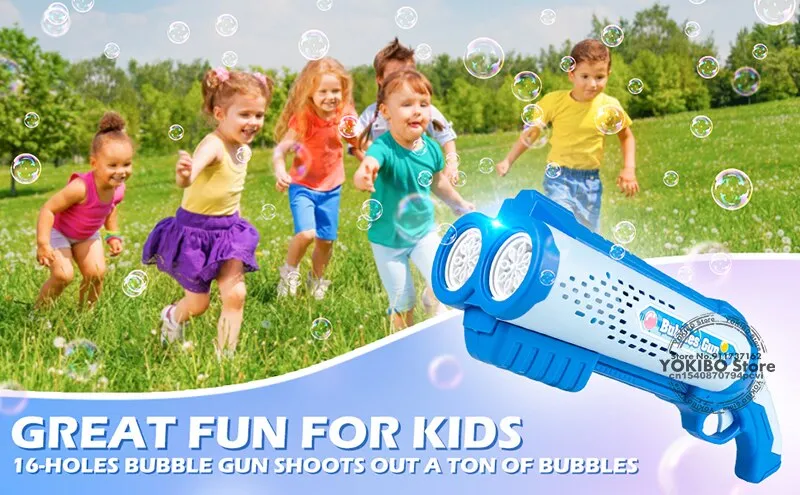 Bubble Gun Machine for Kids Toddler, 8 Hole Bubble Maker Automatic Bubble Blower with Led Light Soap Bubble Maker Summer Toys