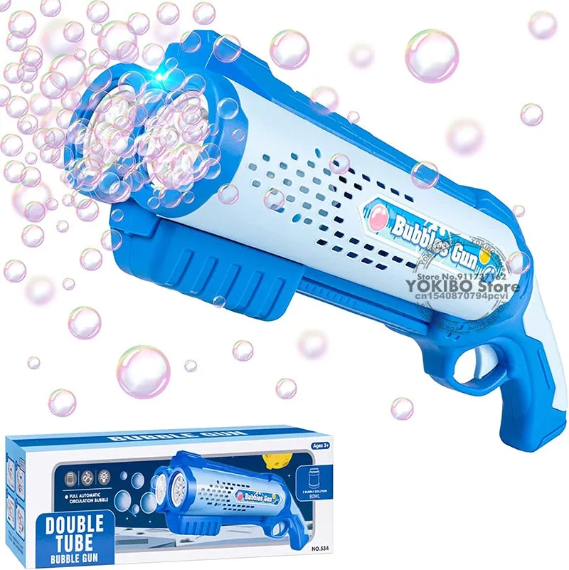 Bubble Gun Machine for Kids Toddler, 8 Hole Bubble Maker Automatic Bubble Blower with Led Light Soap Bubble Maker Summer Toys