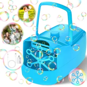 Bubble Machine,18000  Big Bubbles/Min Automatic Bubble Blower for Kids with 2 Speeds,6 Wands,Operated by Plugin or Batteries Bubble Maker for Outdoor/Indoor Birthday Parties,Wedding (Blue)