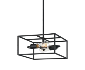 Candid Rusty Black Open Framework 2 Light Square Chandelier