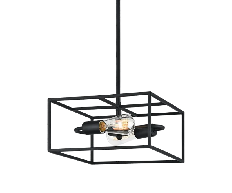 Candid Rusty Black Open Framework 2 Light Square Chandelier