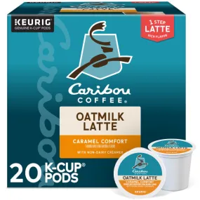 Caribou Coffee Caramel Comfort Oatmilk Latte, One Step Latte Single Serve Keurig K-Cup Pods, 20-Count Box