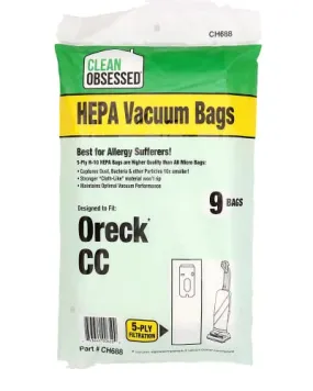 Clean Obsessed H-10 HEPA Vacuum Bags for Oreck Type CC Uupright Cleaners