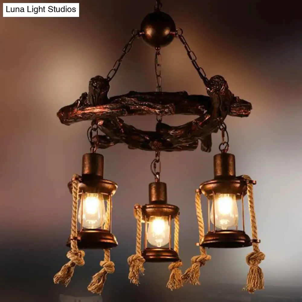 Clear Glass Vintage Style Kerosene Chandelier - 3/7-Light Bronze Pendant for Dining Room Lighting