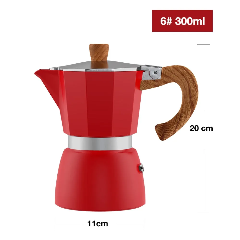 Coffee Maker Pot Aluminum Mocha Espresso Percolator Pot Coffee Kettle Cafetera Home Outdoor Stovetop Cafe Tools Sliver Red Black