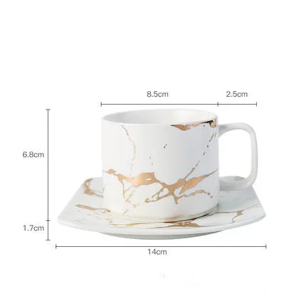 Coffee Mug Collection with Marble Gold Inlay