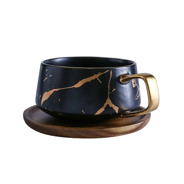 Coffee Mug Collection with Marble Gold Inlay