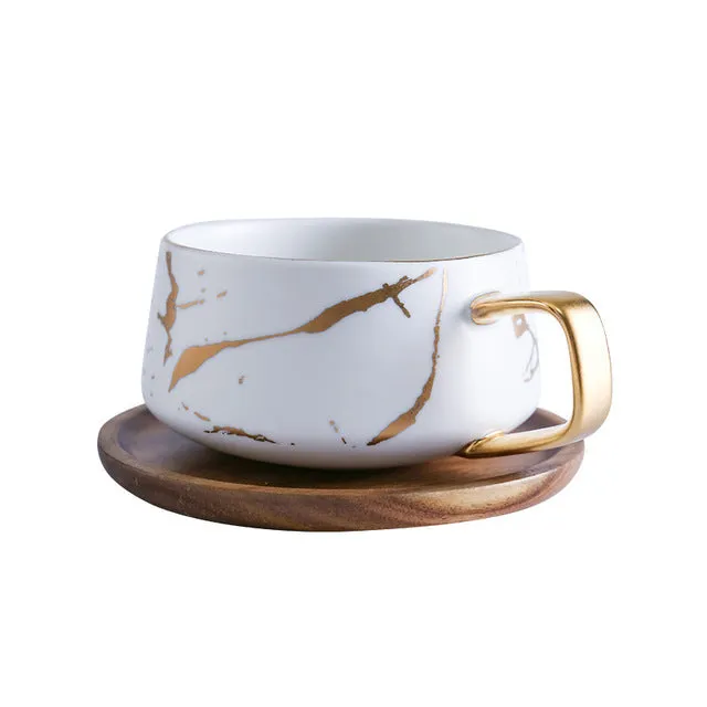 Coffee Mug Collection with Marble Gold Inlay