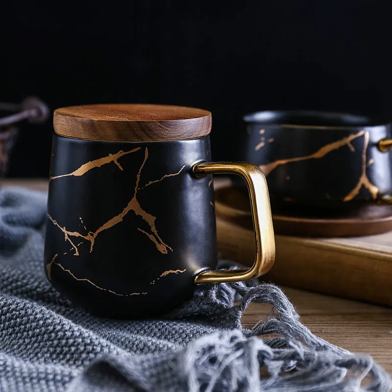 Coffee Mug Collection with Marble Gold Inlay