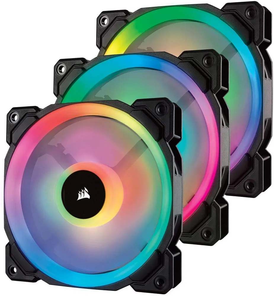 Corsair Fan LL Series LL120 RGB 120MM Dual Light Loop RGB LED PWM Fan 3 Fan Pack with Lighting Node Pro (CO-9050072-WW)