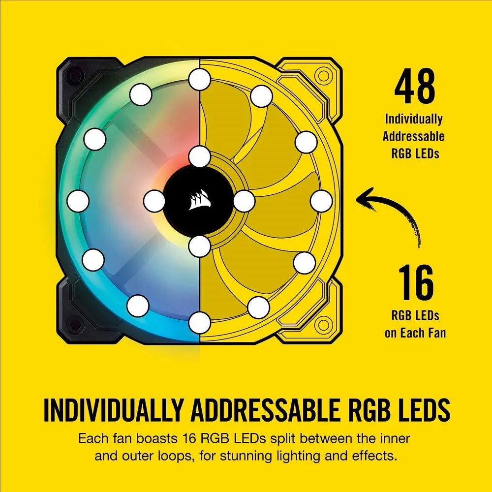 Corsair Fan LL Series LL120 RGB 120MM Dual Light Loop RGB LED PWM Fan 3 Fan Pack with Lighting Node Pro (CO-9050072-WW)