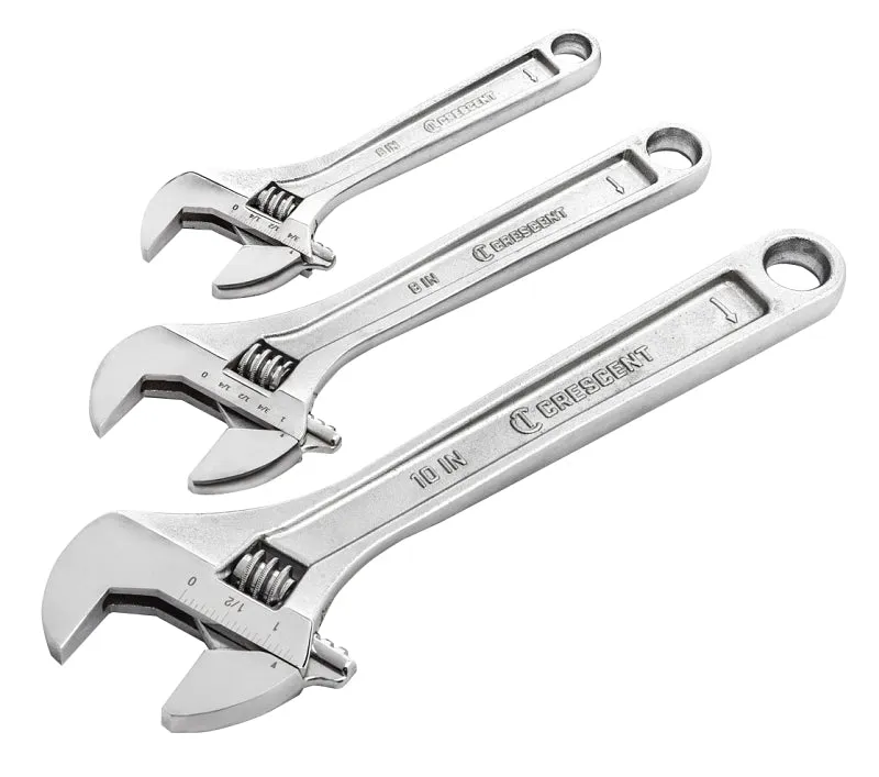 Crescent AC3PC Wrench Set, 3-Piece, Alloy Steel, Polished/Satin Chrome :SET: QUANTITY: 1