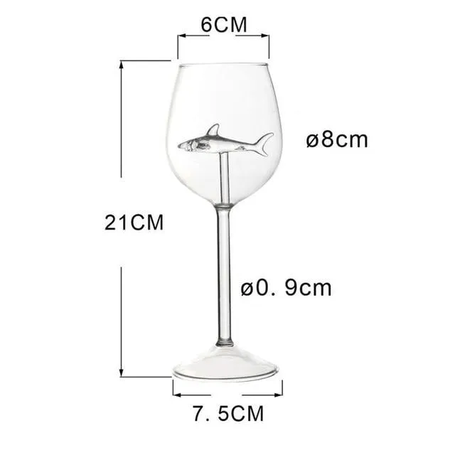 Crystal Shark Wine Glass by Style's Bug