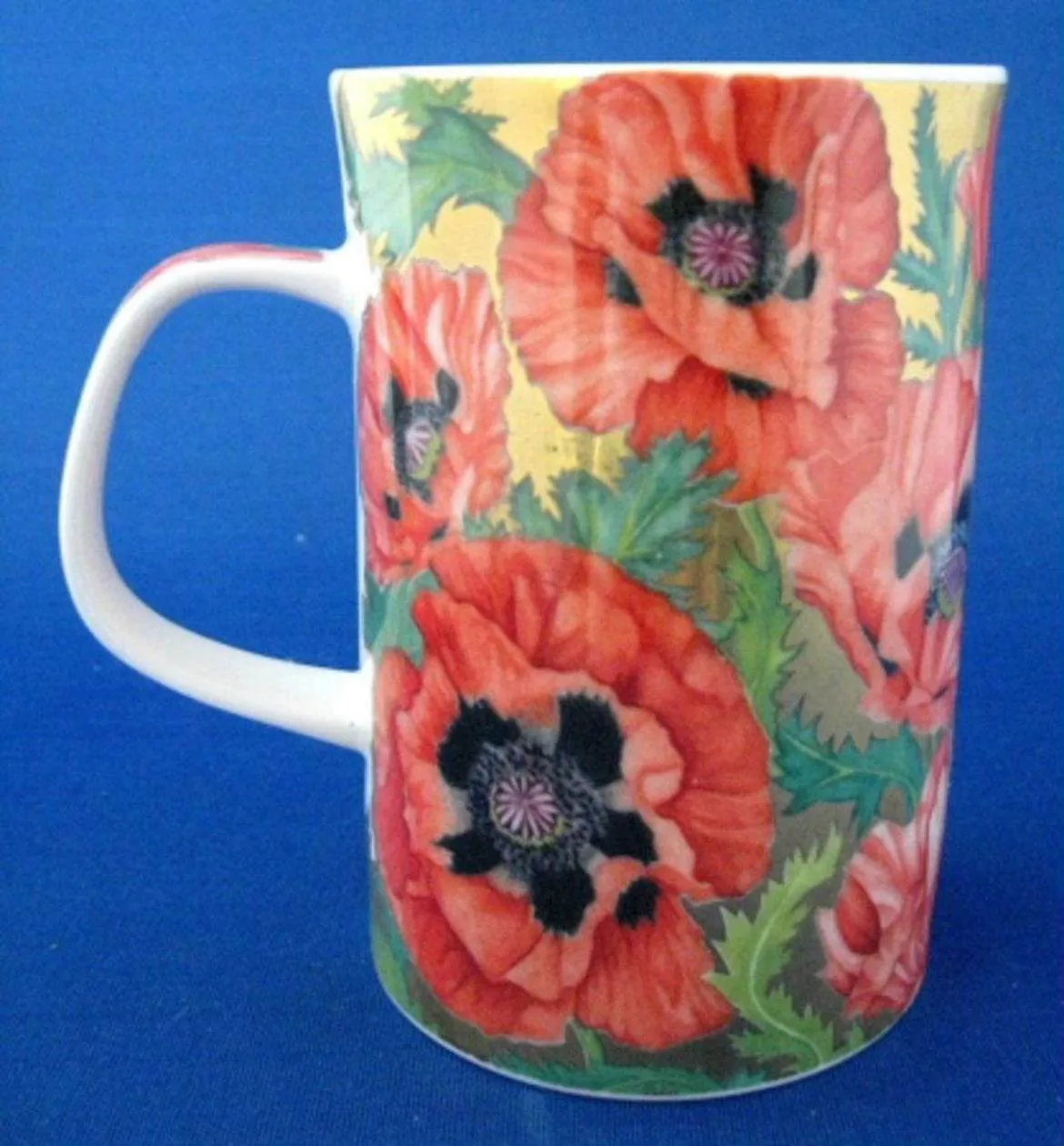 Dunoon Mug Buckingham Gorgeous Oriental Poppies Metallic Gold Brookshaw