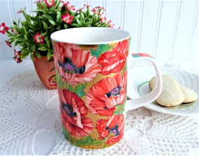 Dunoon Mug Buckingham Gorgeous Oriental Poppies Metallic Gold Brookshaw